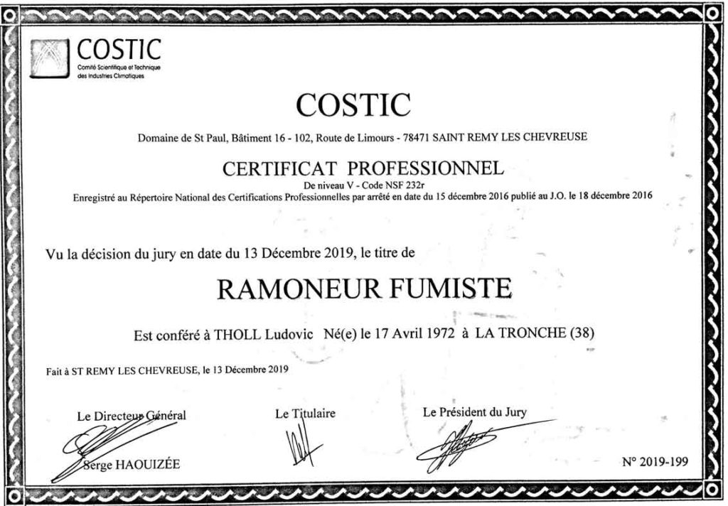 Ramoneur à Corsept, 55€ le ramonage, certificat assurance